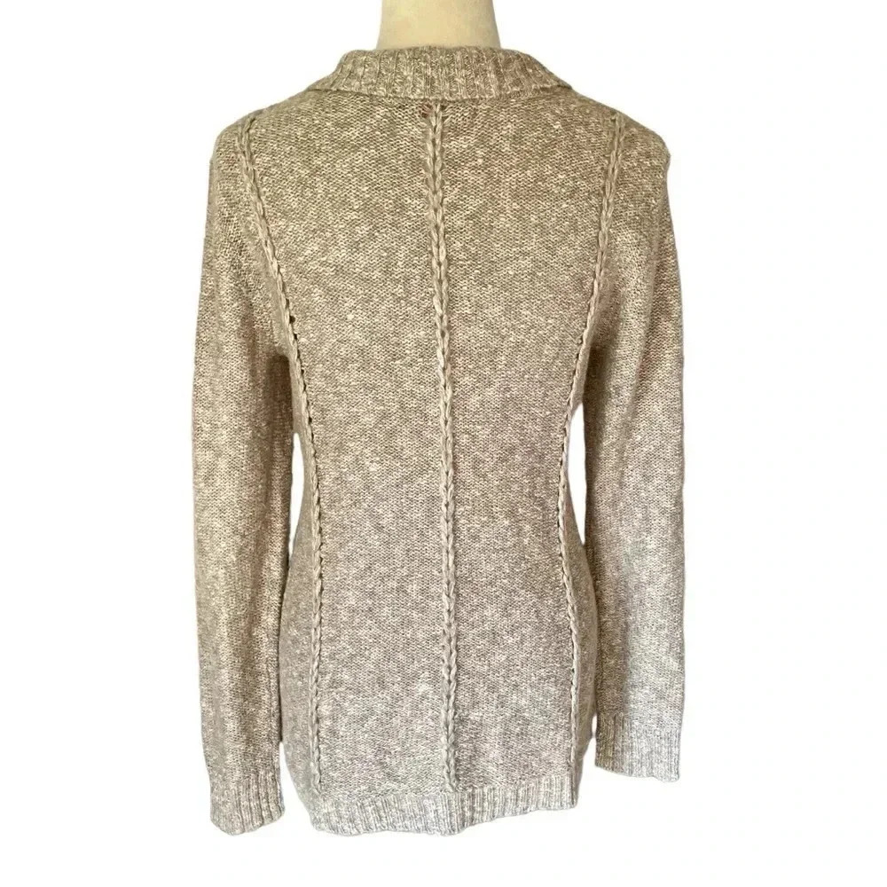 Antonio Melani Cozy Preppy Knit Pullover Sweater V-Neck Neutral Women Sz M - Picture 3 of 8